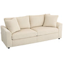 Divano 3 Posti con Molle Insacchettate e 2 Cuscini 212x80x88 cm in Velluto a Coste Bianco Crema  