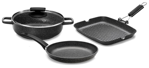 sconto Batteria di Pentole 4 Pezzi in Alluminio Pressofuso Antiaderente Olympia Hard Cook