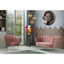 Divano Orel due posti in velluto rosa a conchiglia