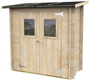 Casetta Box da Giardino per Attrezzi 198x98 cm con Porta Doppia Finestrata in Legno Naturale