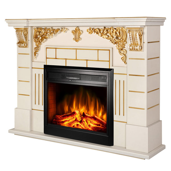 Camino Elettrico da Pavimento 111x145x38 cm Effetto Fiamma 1950W Imperial & Carmen Avorio sconto