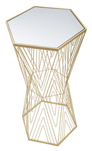 Tavolino Soggiorno Lines 6 40x35x80 cm in Ferro e Specchio Oro      