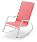 Poltrona Dondolo da Giardino 99x60,5x97 cm in Acciaio e Textilene Rossa