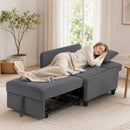 Poltrona Letto Singolo 4 in 1 72,5x89,5x83 cm Estraibile Trapuntata e Reclinabile in Velluto Grigio Scuro      