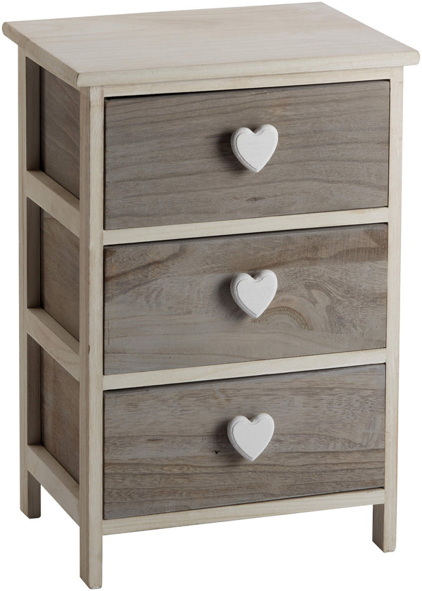 Cassettiera 3 Cassetti 40x29x58 cm in Legno con Cuore Grigia acquista