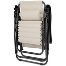 Sedia Poltrona Giardino Zero Gravity Pieghevole Acciaio Oxford con Vassoio Beige