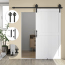 Porta Scorrevole in Stile Country 106,6x213,4 cm con Binario e Maniglia in Legno e Acciaio Bianco e Nero      