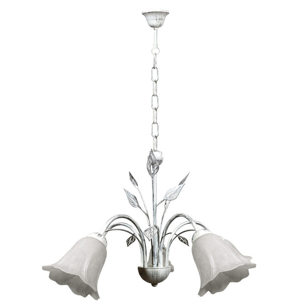 prezzo Lampadario 5xE14 Montatura Bianco Argento Vetro Spugnato Bianco E-Energy Teresa