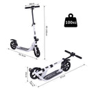 Monopattino per Ragazzi Pieghevole Regolabile 95-105 cm Bianco e Nero 