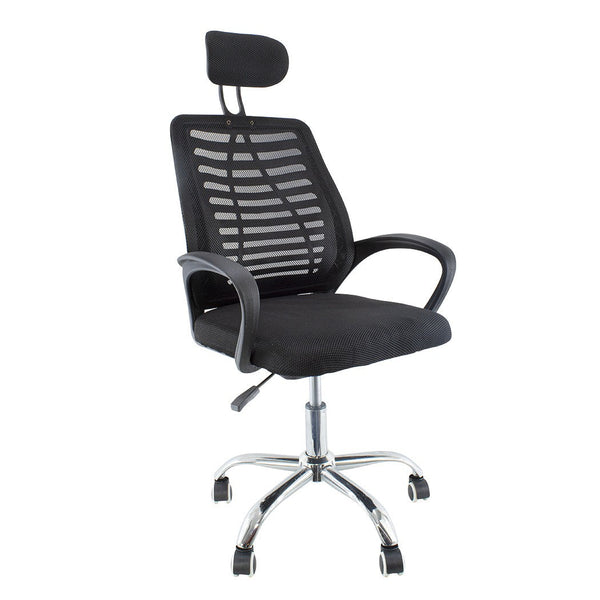 acquista Sedia Poltrona Direzionale da Ufficio con Poggiatesta e Braccioli Nero