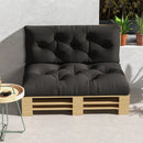 Set 2 Cuscini da Giardino per Divani e Pallet in Poliestere con Imbottitura Spessa Grigio