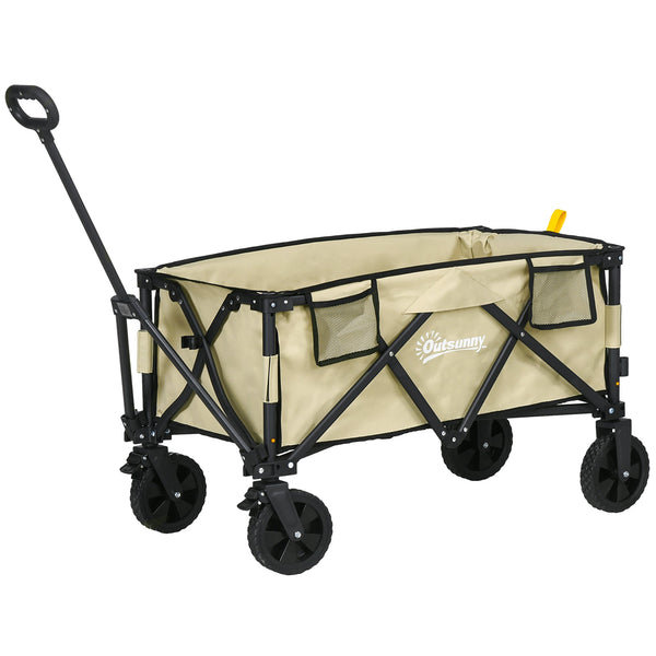 acquista Carrello da Giardino Pieghevole 78L 105x52x70-110 cm in Acciaio Tessuto Oxford e Plastica Cachi