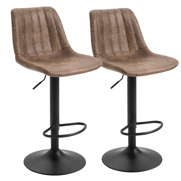Set 2 Sgabelli Imbottiti 43x46,5x91-10 cm in Similpelle Marrone sconto