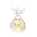 Set 2 Angeli Cuore con Led H12,5 cm in Vetro Oro