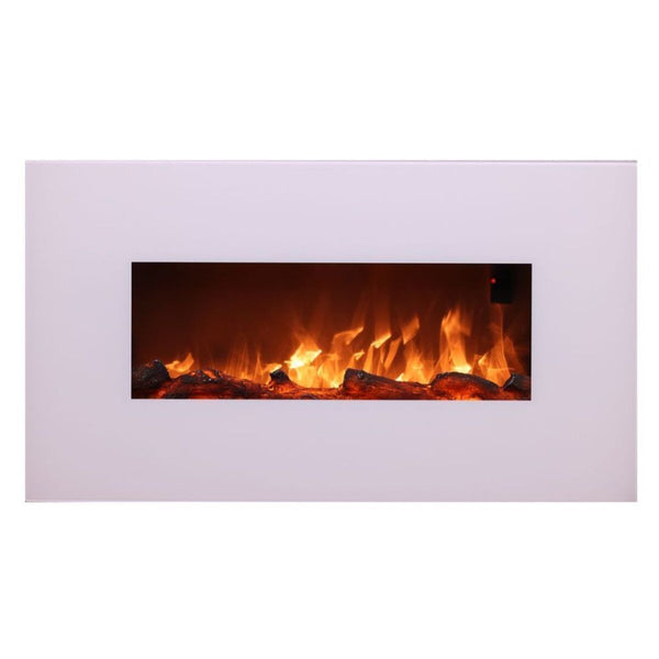 acquista Camino Elettrico da Parete 98x55x14 cm Effetto Fiamma 1500W Sined Monte Bianco