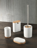 Set 4 Accessori da Bagno in Resina TFT Accessories Bianco e Bambù