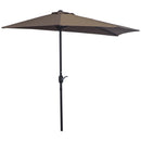 Mezzo Ombrellone da Giardino Mezzaluna 269x138x236 cm con Apertura a Manovella Caffè