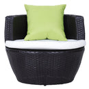 Set Salotto da Giardino in Rattan Sintetico 2 Poltroncine Tonde con Tavolino e Cuscini Marrone 