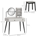 Consolle Trucco con Specchio e Sgabello in Truciolato Grigio