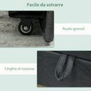 Letto Singolo con Secondo Letto Estraibile 205x181x70 cm Rivestimento in Tessuto e Braccioli Grigio Scuro      