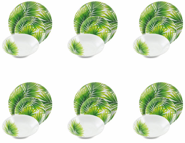 Servizio Piatti 18 Pezzi in Porcellana Soriani Foglie Verde prezzo