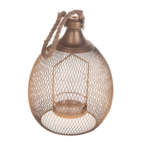 prezzo Lampada Lanterna Decorativa 29,5 cm in Metallo e Vetro Oro