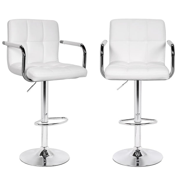 Set Sgabelli Cucina Seduta Pelle Imbottita Sgabello con Braccioli Casa Bar Bianco sconto