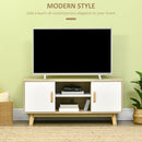 Mobile TV 2 Ripiani 2 Ante 120x40x55 cm per TV fino a 55" in Legno Naturale e Bianco