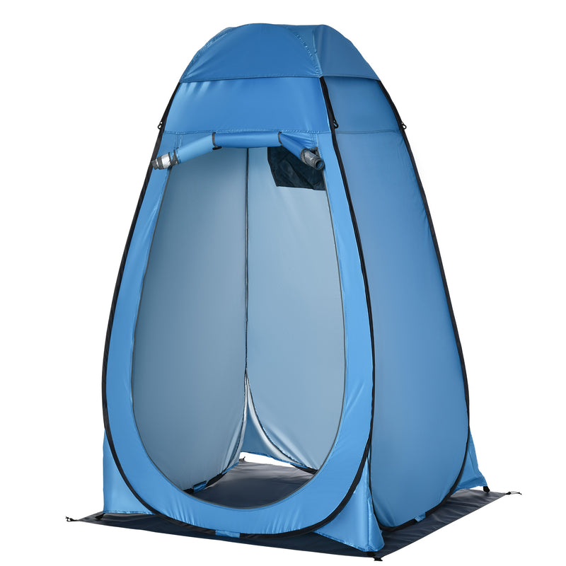 Tenda da Doccia Pop Up Impermeabile 126x124x189 cm con Porta a Cerniera Blu   
