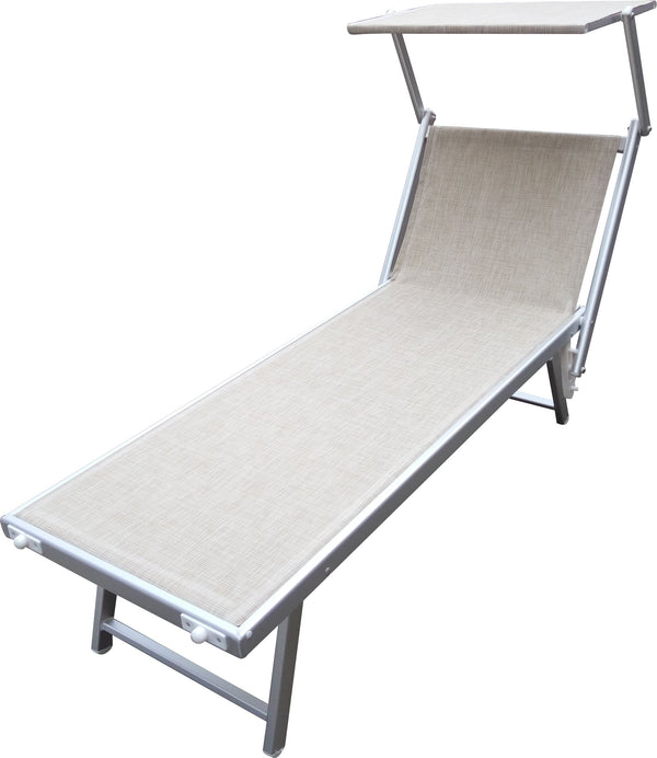 prezzo Lettino Prendisole da Giardino 186x60x38 cm in Alluminio e Textilene Sabbia