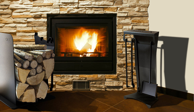 Set Camino 3 Pezzi con Supporto 290x185x600 cm in Acciaio Crea Puma Nero