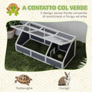 Casetta per Tartarughe di Terra 120x55x50A cm senza Fondo in Legno e Acciaio Grigio e Bianco  