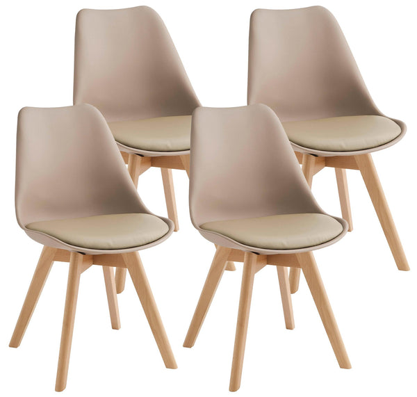 Set 4 Sedie 52x48,5x82 cm in Similpelle e Legno di Faggio Tommy Tortora sconto