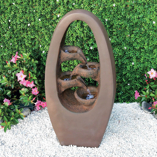 Fontana Zen da Giardino 49x26x96 cm 25 Litri in Poliroccia con LED e Pompa Marrone acquista