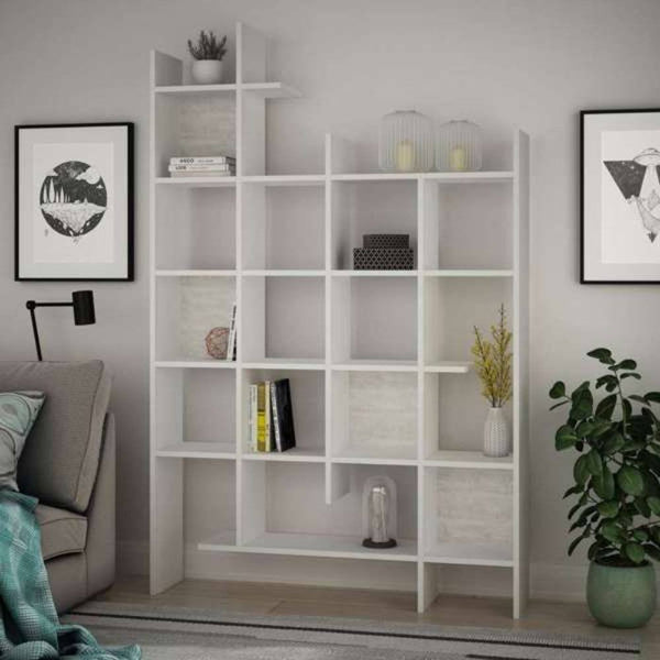 acquista Libreria 6 Ripiani 122x25,5x188 cm in MDF Manco Bianco