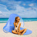 Stuoia da Spiaggia 139x66x58 cm Struttura Pop Up con Parasole Tessuto Impermeabile Azzurro