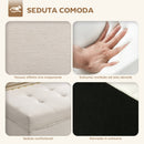 Panca Contenitore 118x42x45 cm da 80L Imbottita con Rivestimento in Tessuto e Gambe in Legno Crema      
