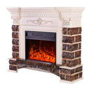 Camino Elettrico da Pavimento 102x120x33 cm Effetto Fiamma 1500W Charlotte Bianco/noce