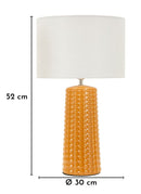 Lampada da Tavolo Gliss Senape Ø30x52 cm in Ceramica e Ferro e Tessuto Senape e Bianco      