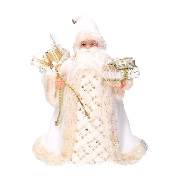 prezzo Puntale tessuto Babbo Natale bianco e oro cm Ø22xh30