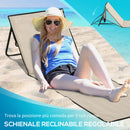 Set 2 Sdraio 142x51x40 cm Pieghevoli con Tasca Resistente Acqua in Tessuto Oxford Beige      