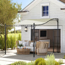 Gazebo Pergola Addossata Ricurva 248x298x200-250 cm con 16 Fori di Drenaggio Bianco Crema   