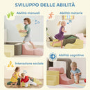 Set di 7 Costruzioni Morbide per Bambini 3-6 Anni 174x174x30 cm con Rivestimenti Lavabili in Velluto a Coste Multicolore      