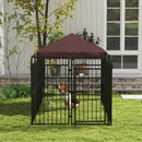 Recinto per Cani da Esterno con Tetto 282x121x159 cm in Metallo Marrone