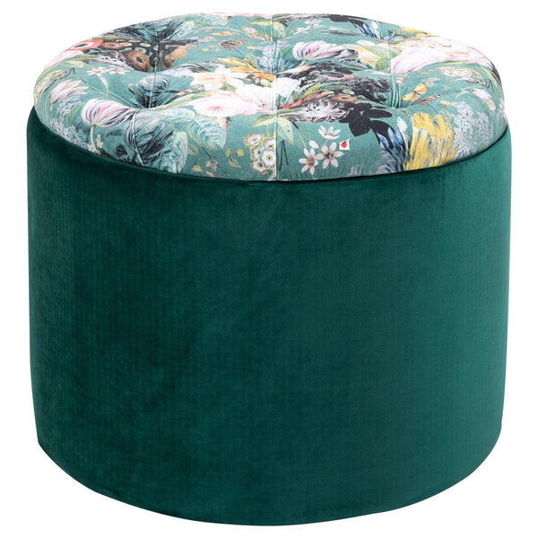 sconto Pouf Contenitore Poggiapiedi Ø51x38 cm in Tessuto Verde