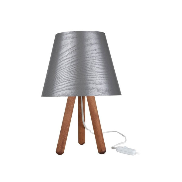sconto Lampada da tavolo Pino  treppiede legno e paralume grigio