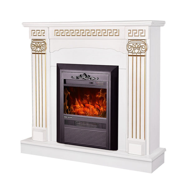 prezzo Camino Elettrico da Pavimento 102x110x30 cm Effetto Fiamma 2000W Calisto & Cristina Bianco