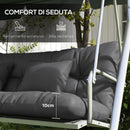 Set 4 Cuscini da Giardino per Schienale e Seduta con Imbottitura in Poliestere Grigio Carbone