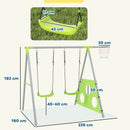 Gioco per Bambini 3 in 1 238x180x182 cm con 2 Altalene Canestro e Porta da Calcio Verde e Grigio   