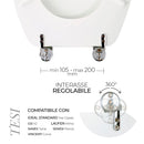 Copriwater Universale 35,5x43,3 cm in MDF Cerniere in Metallo Cromato Tesi Bianco Lucido